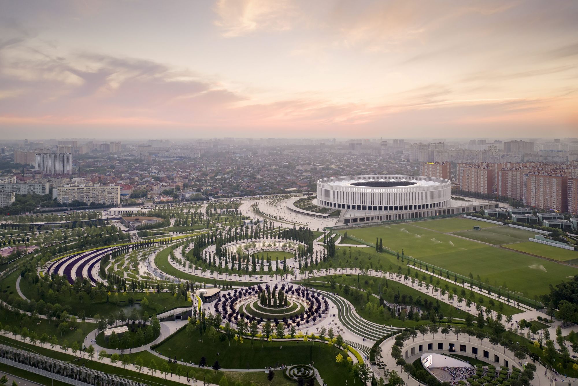 Landscape for sport and recreation Park at Krasnodar Stadium has been